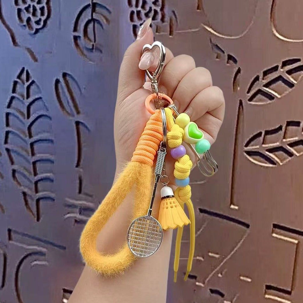 Creative miu badminton bracelet keychain pendant couple car key chain school bag pendant gift