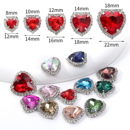 Heart-Shaped Crystal Claw Rhinestones - Hand-Sewn Hat Shoe Accessories Crystal Buckles