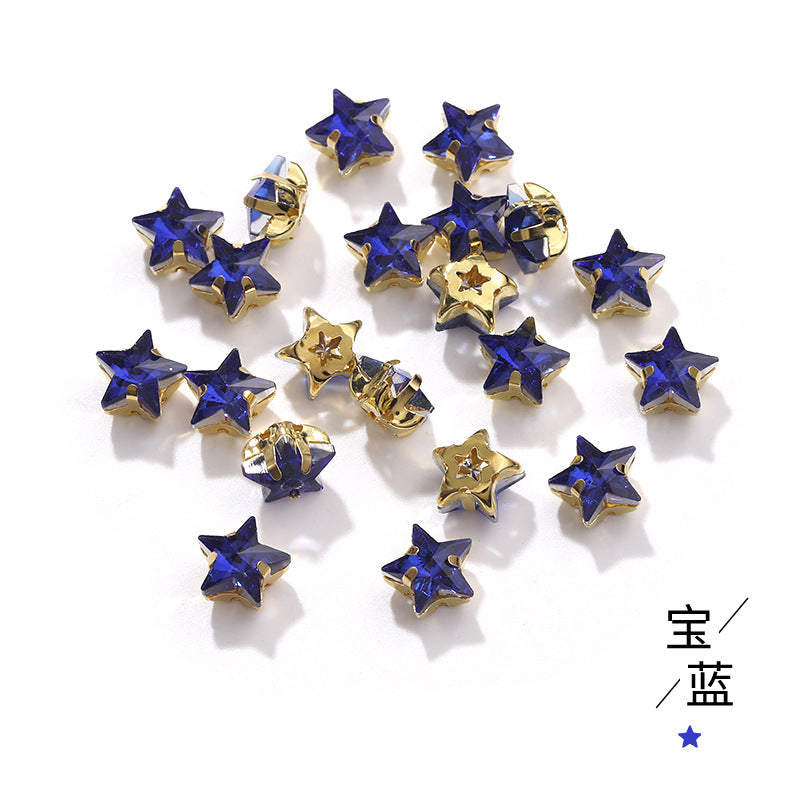 New 10mm five-pointed star hand-stitched glass thickened claw drill 3D DIY wedding dress, clothing, shoes, bags, hair clips, accessories