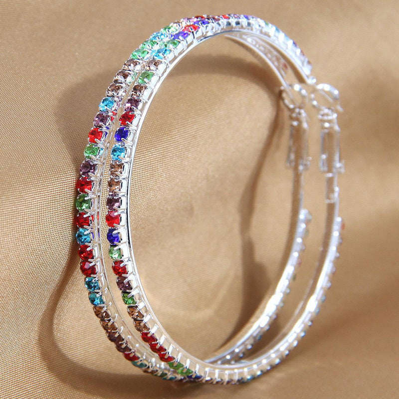 2-4-6-8-10cm oversized earrings exaggerated earrings european and american round rhinestone geometric hoop earrings for women cross-border