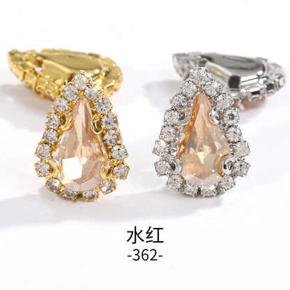 Pointed waterdrop claw rhinestone edge 4-hole hand-stitched rhinestone DIY headwear accessory clothing flash rhinestone accessory pointed waterdrop crystal buckle