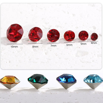 Multi-Faceted Round Pointed Bottom Diamond Rhinestones - Nail Art Clothing Accessories