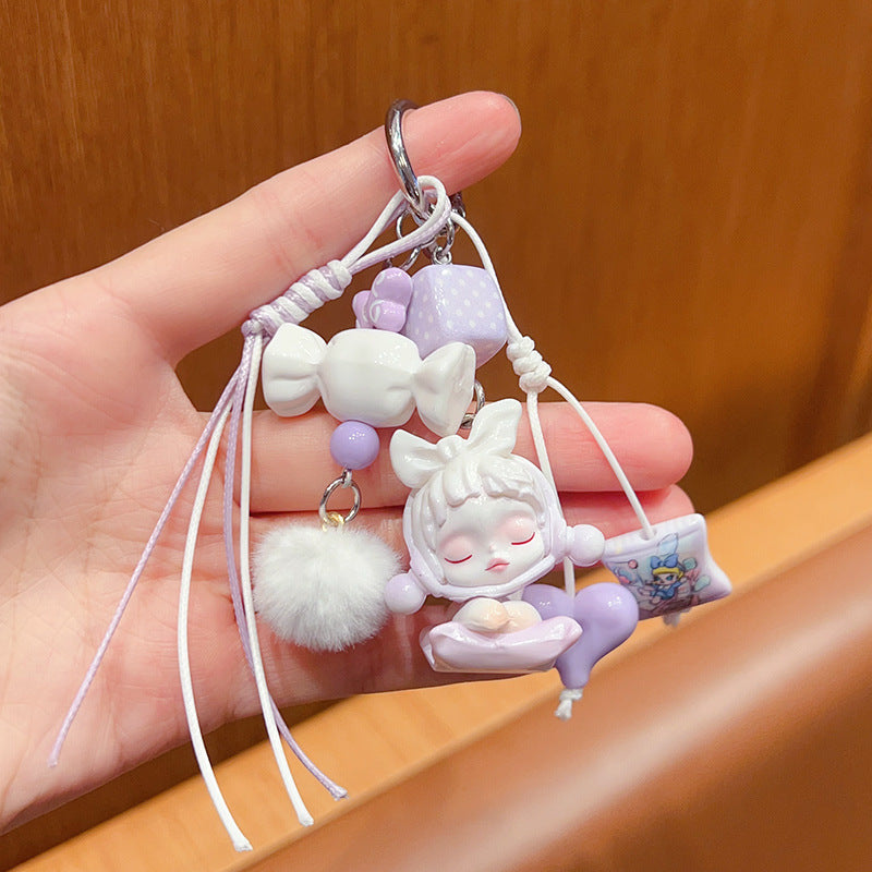 Handmade DIY cute grain change baby bubble keychain doll pendant cartoon beaded bag small carry doll ornament