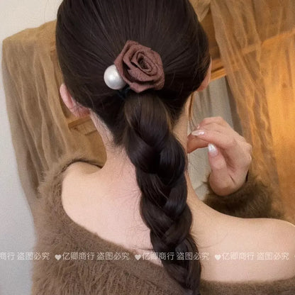 High-end dry rose hair tie, hair tie for women, 2026 new high-elasticity rubber band hair tie