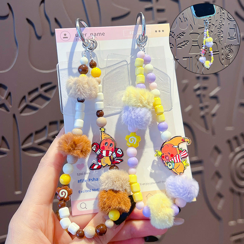Creative DIY star doll hairball beaded mobile phone chain doll pendant handmade bag keychain pendant