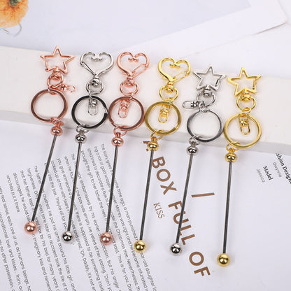 Creative DIY beaded keychain new color metal keychain electroplating gift bag hanging ornament spot wholesale