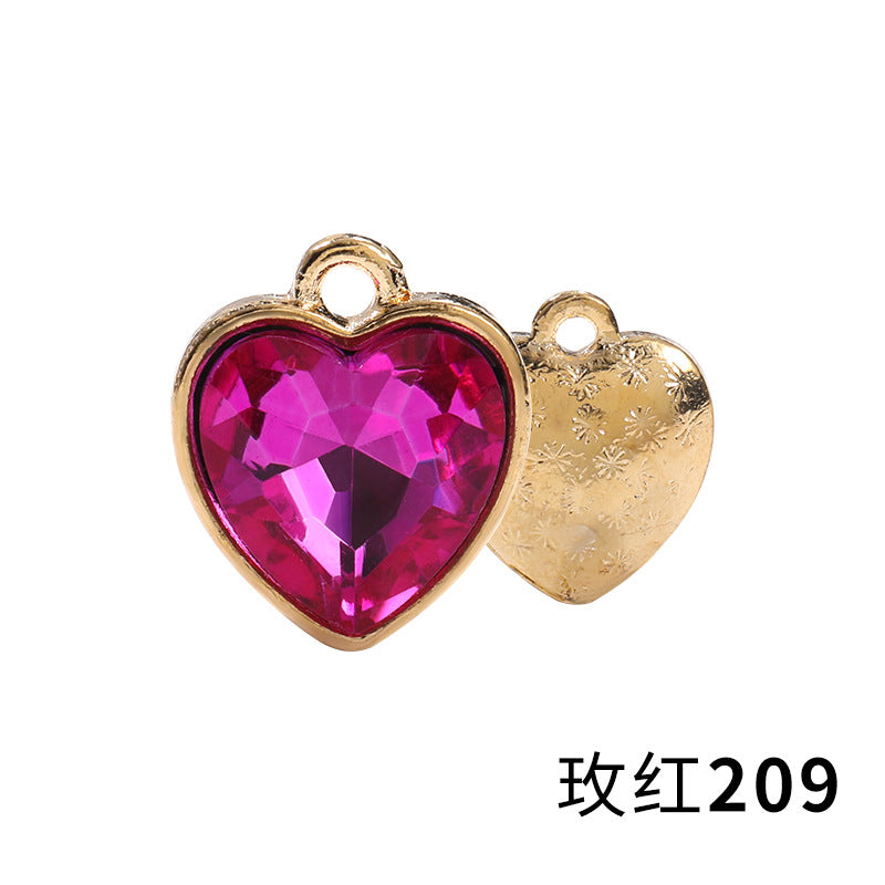 Xichuan zinc alloy peach heart crystal gold base single hanging heart-shaped glass diamond DIY jewelry earrings with diamonds pendant batch