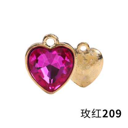 Xichuan zinc alloy peach heart crystal gold base single hanging heart-shaped glass diamond DIY jewelry earrings with diamonds pendant batch