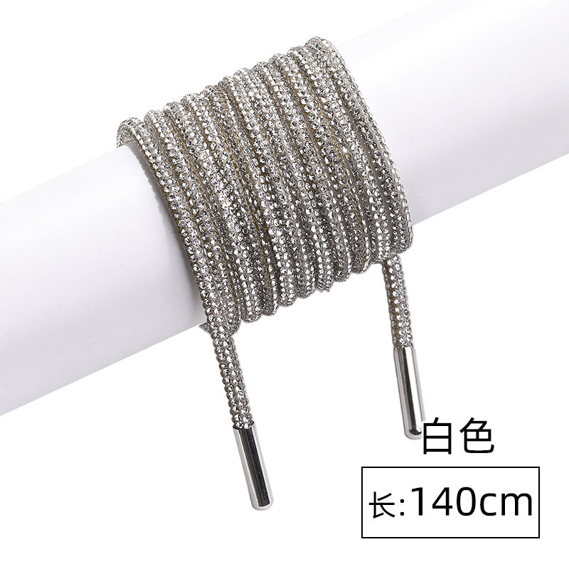 Crystal cord, drill rope, full diamond, ultra-glitter round soft tube, 6-row drill rope, coat strap, hat strap, shoelace, bag and pants strap, DIY accessory for accessories