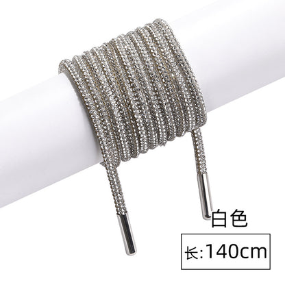 Crystal cord, drill rope, full diamond, ultra-glitter round soft tube, 6-row drill rope, coat strap, hat strap, shoelace, bag and pants strap, DIY accessory for accessories