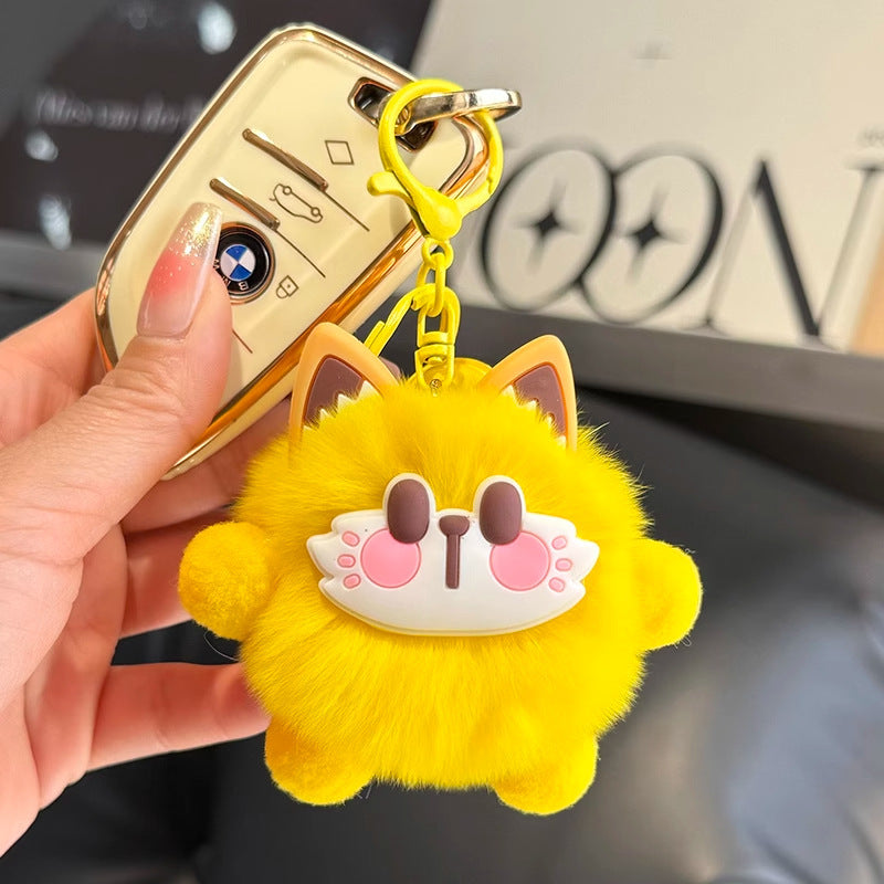 Cute imitation otter rabbit long legs small briquette car keychain pendant plush bag pendant gift doll doll