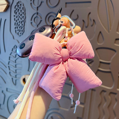 Original DIY fabric bow bracelet keychain pendant creative miu system girl heart bag keychain pendant