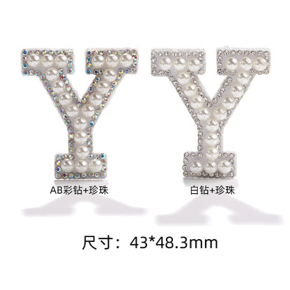 English Letter Hot Patch Stickers - 26 Letters White Imitation Pearl DIY Clothing Accessories
