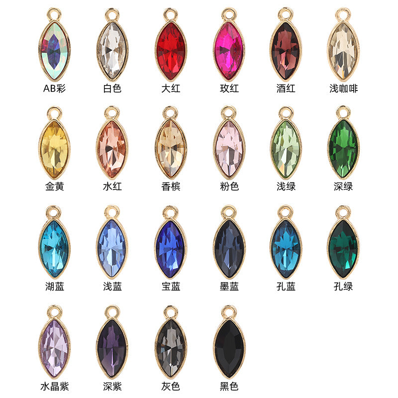 Xichuan horse eye zinc alloy pendant, gold base horse eye single pendant with diamond, DIY jewelry, earrings, doll pendants, horse eye rhinestone