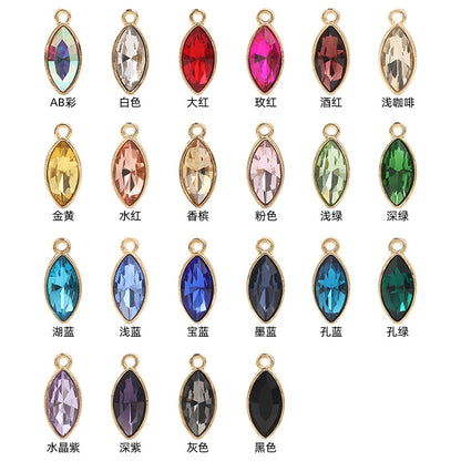 Xichuan horse eye zinc alloy pendant, gold base horse eye single pendant with diamond, DIY jewelry, earrings, doll pendants, horse eye rhinestone