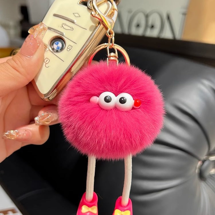 Cute imitation otter rabbit long legs small briquette car keychain pendant plush bag pendant gift doll doll