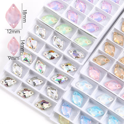 Xichuan New K9 Lemon Flat Buckle Flat Bottom Double-Hole Beveled Glass Hand-Sewn Diamond Clothing DIY Accessories