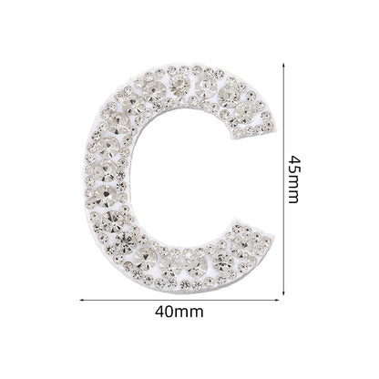 Full diamond letters DIY clothing accessories, white rhinestone hot simmer patches, hot patch English 26 letters