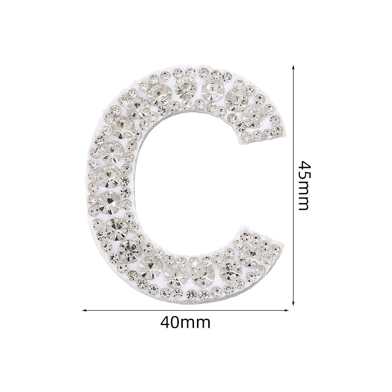 Full rhinestone letter diy clothing accessories white rhinestone hot rhinestone patch hot patch patch english 26 english letters