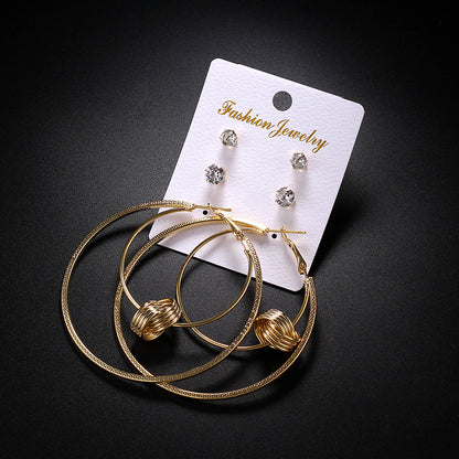 2-4-6-8-10cm oversized earrings exaggerated earrings european and american round rhinestone geometric hoop earrings for women cross-border