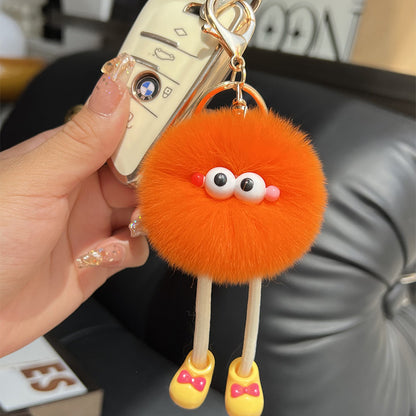 Cute imitation otter rabbit long legs small briquette car keychain pendant plush bag pendant gift doll doll
