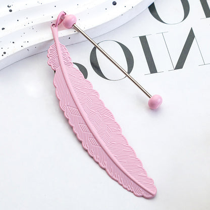 DIY Beaded Feather Bookmark - Primary School Graduation Anniversary Souvenir Metal Bookmark Children's Cute Bookcase Pendant