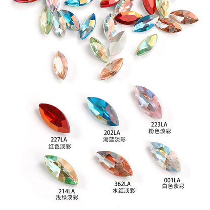 Horse eye crystal diamond, diamond-shaped coated light color glass rhinestone, DIY nail art accessories, irregular pointed and base diamond influencer