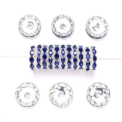 20pcs 15mm Wavy Edge Rhinestone Spacers Colorful Rhinestone Alloy Spacer Beads For Jewelry DIY Beaded Making Accessories