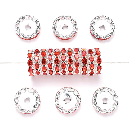 20pcs 15mm Wavy Edge Rhinestone Spacers Colorful Rhinestone Alloy Spacer Beads For Jewelry DIY Beaded Making Accessories
