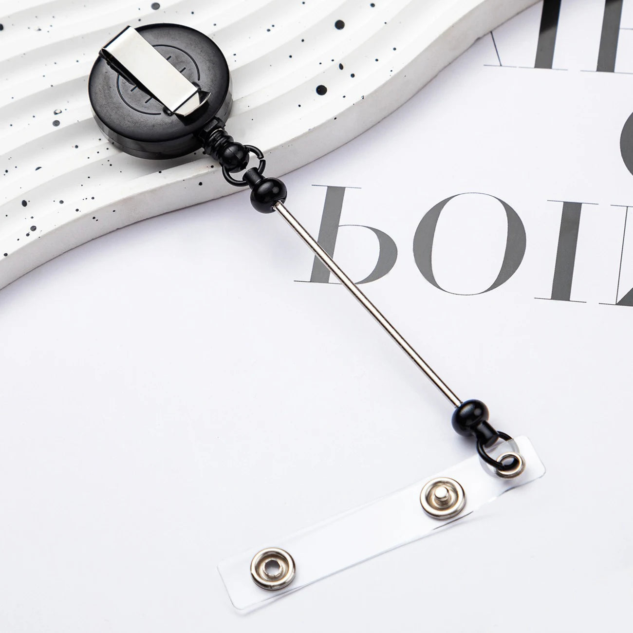 Card Holder Retractable Easy Pull Buckle Creative Beads Keychain Retractable Buckle Work Badge ID Easy Pull String Buckle