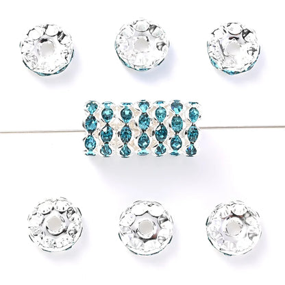 30Pcs 12mm Alloy Wave Edge Rhinestone Beads Multicolor Round Crystal Loose Spacer Beads For Jewelry Making Diy Pen Accessories