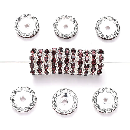 20pcs 15mm Wavy Edge Rhinestone Spacers Colorful Rhinestone Alloy Spacer Beads For Jewelry DIY Beaded Making Accessories