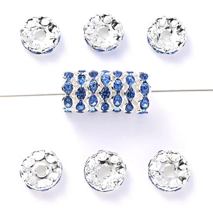 30Pcs 12mm Alloy Wave Edge Rhinestone Beads Multicolor Round Crystal Loose Spacer Beads For Jewelry Making Diy Pen Accessories