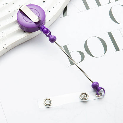 Card Holder Retractable Easy Pull Buckle Creative Beads Keychain Retractable Buckle Work Badge ID Easy Pull String Buckle