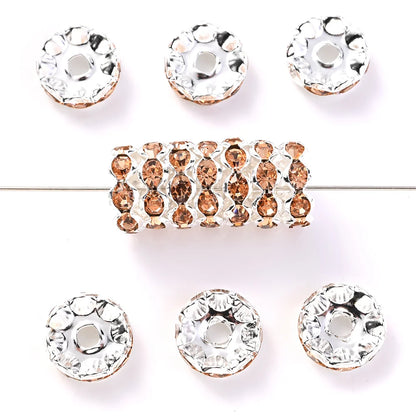 30Pcs 12mm Alloy Wave Edge Rhinestone Beads Multicolor Round Crystal Loose Spacer Beads For Jewelry Making Diy Pen Accessories