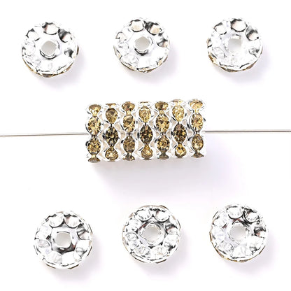 30Pcs 12mm Alloy Wave Edge Rhinestone Beads Multicolor Round Crystal Loose Spacer Beads For Jewelry Making Diy Pen Accessories