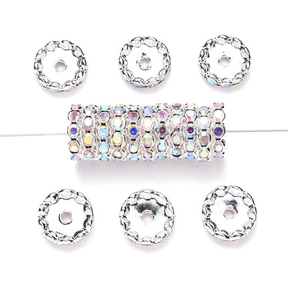 20pcs 15mm Wavy Edge Rhinestone Spacers Colorful Rhinestone Alloy Spacer Beads For Jewelry DIY Beaded Making Accessories