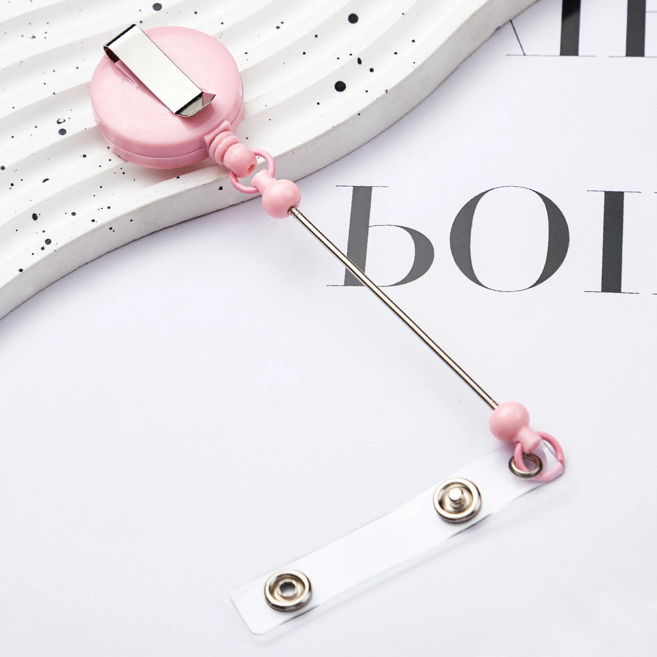 Card Holder Retractable Easy Pull Buckle Creative Beads Keychain Retractable Buckle Work Badge ID Easy Pull String Buckle