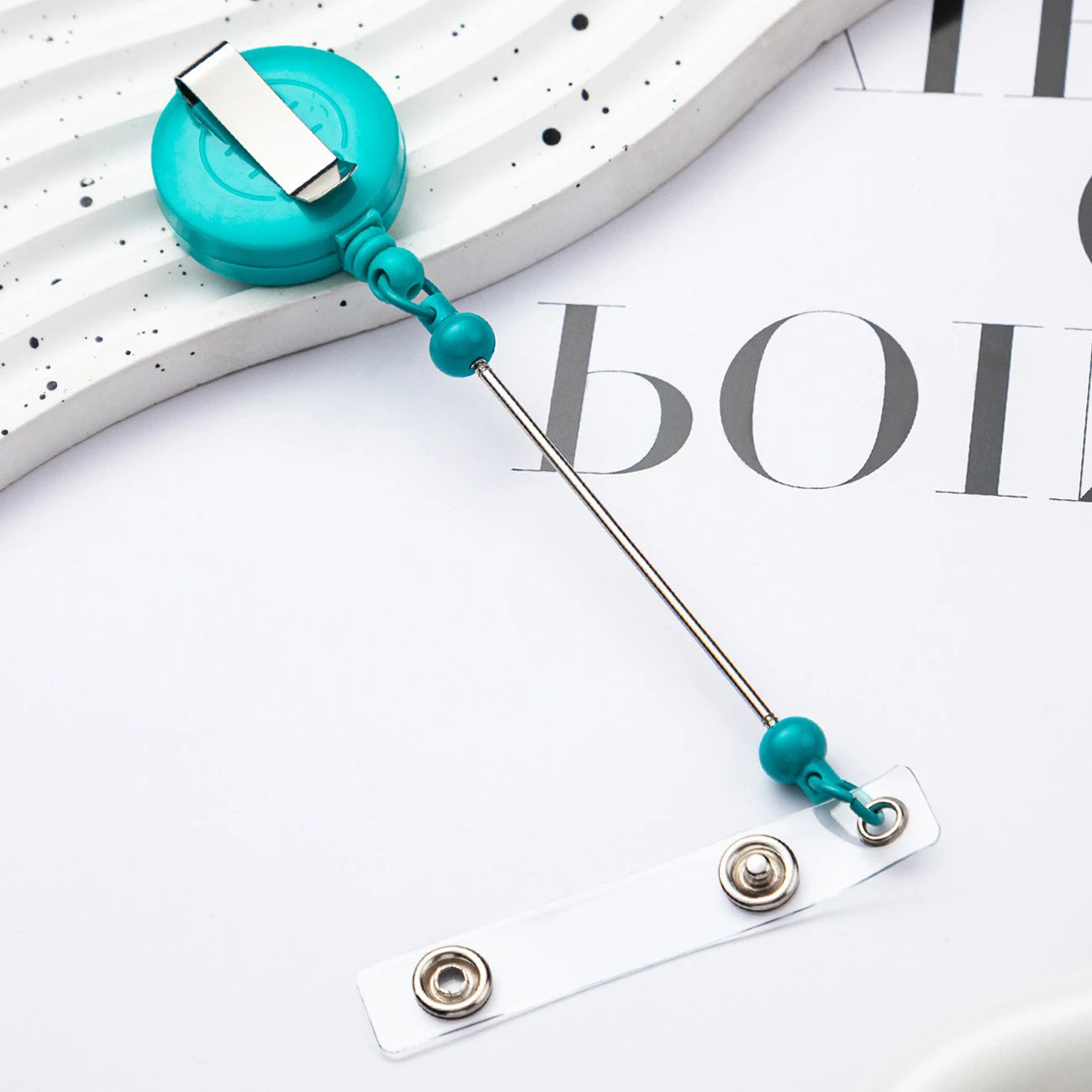 Card Holder Retractable Easy Pull Buckle Creative Beads Keychain Retractable Buckle Work Badge ID Easy Pull String Buckle