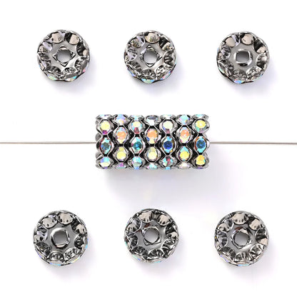 30Pcs 12mm Alloy Wave Edge Rhinestone Beads Multicolor Round Crystal Loose Spacer Beads For Jewelry Making Diy Pen Accessories