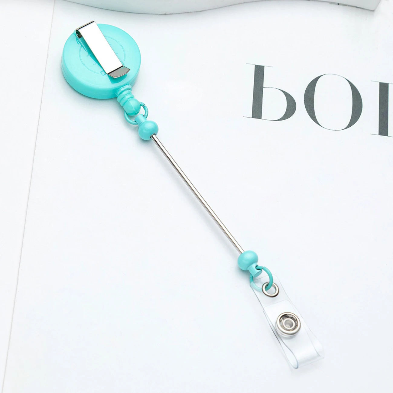 Card Holder Retractable Easy Pull Buckle Creative Beads Keychain Retractable Buckle Work Badge ID Easy Pull String Buckle