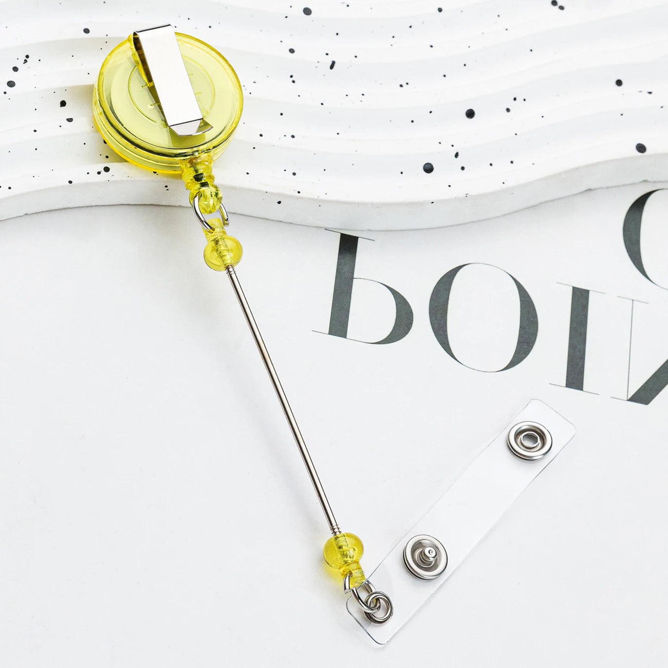 Card Holder Retractable Easy Pull Buckle Creative Beads Keychain Retractable Buckle Work Badge ID Easy Pull String Buckle