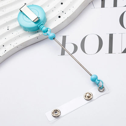 Card Holder Retractable Easy Pull Buckle Creative Beads Keychain Retractable Buckle Work Badge ID Easy Pull String Buckle
