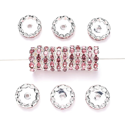 20pcs 15mm Wavy Edge Rhinestone Spacers Colorful Rhinestone Alloy Spacer Beads For Jewelry DIY Beaded Making Accessories
