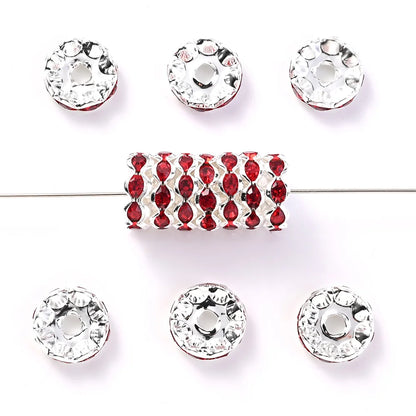 30Pcs 12mm Alloy Wave Edge Rhinestone Beads Multicolor Round Crystal Loose Spacer Beads For Jewelry Making Diy Pen Accessories