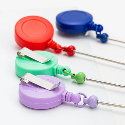 Card Holder Retractable Easy Pull Buckle Creative Beads Keychain Retractable Buckle Work Badge ID Easy Pull String Buckle