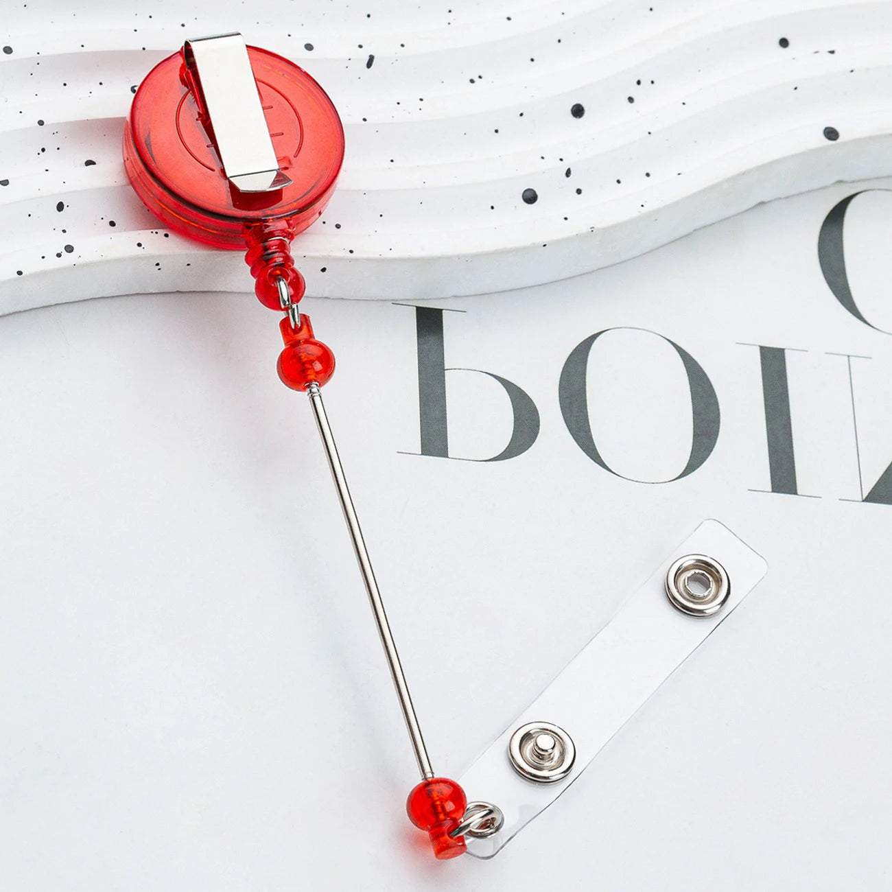 Card Holder Retractable Easy Pull Buckle Creative Beads Keychain Retractable Buckle Work Badge ID Easy Pull String Buckle