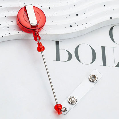 Card Holder Retractable Easy Pull Buckle Creative Beads Keychain Retractable Buckle Work Badge ID Easy Pull String Buckle