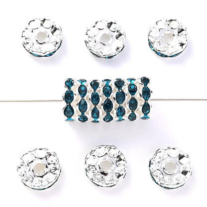 30Pcs 12mm Alloy Wave Edge Rhinestone Beads Multicolor Round Crystal Loose Spacer Beads For Jewelry Making Diy Pen Accessories