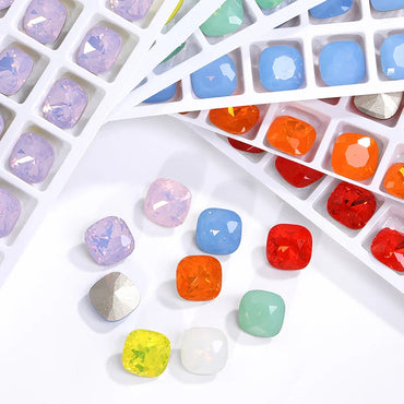 Cushion Rhinestones Glitter Opal Series Glass Charms Nail Art  Beads Jewelry Making Accessories Glass Beads Stones